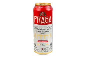 Пиво 0.5л 4.7% светлое фильтрованное пастеризованное солодовое Premium Pils Praga ж/б