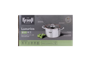 Кастрюля зі скляною кришкою 4.7л d22см №26-338-070 Luxurios Krauff 1шт