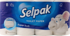 Папір туалетний 3-х шаровий Super Soft Selpak 8шт
