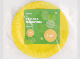 Тарелка бумажная желтая d230мм Novus 6шт
