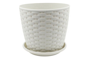 Горщик д/квітів Ротанг світло-бежевий з підставкою 16*15см арт114056 Алеана