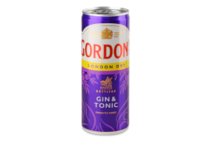 Напій слабоалкогольний 0.25л 6.4% газований з джином і тоніком London Dry Gin&Tonic Gordon's з/б