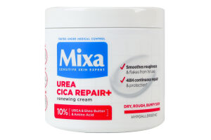 Крем для сухої огрубілої шкіри обличчя, рук та тіла відновлюючий Urea Cica Repair+ Mixa 400мл