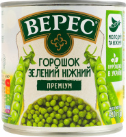 Горошок зелений мозкових сортів консервований стерилізований Ніжний Преміум Верес в/с з/б 420г