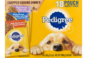 Pedigree Food For Dogs Chopped Ground Dinner Variety Pack - 18 CT