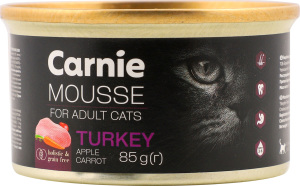 Корм д/дорослих котів Мус з індичкою яблуком морквою та желе 85г ж/б Carnie