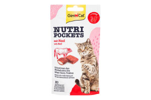 Крекеры с начинкой для кошек With beef Nutri Pockets GimCat д/п 60г