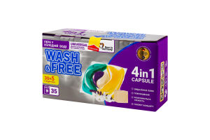 Засіб д/прання 4в1 Жасмин та лаванда з марсельським милом 35*21г капсули Вош енд Фрі