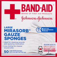 Band-Aid Large Mirasorb Gauze Sponges - 50 CT