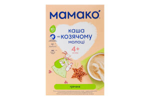 Каша молочна суха для дітей від 4міс швидкорозчинна на козячому молоці гречана Мамако к/у 200г
