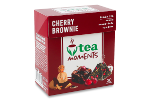 Чай черный байховый ароматизированный с добавлением растительного сырья Вишневый брауни Tea Moments к/у 20х1.8г
