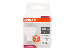 Лампа світлодіодна 6W GU5,3 4000К MR16 Osram
