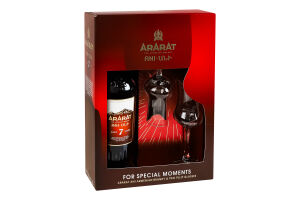 Набір подарунковий Бренді 0.7л 40% вірменський 7років Ani + 2 склянки Tulip Ararat 1шт