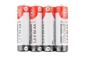 Элемент питания солевой AA 1.5V R6 ТМ "1" 4шт
