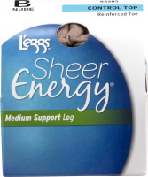 L'eggs Sheer Energy Medium Support Leg Control Top Reinforced Toe Nude B