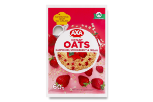 Каша овсяная мгновенного приготовления со сливками, малиной и клубникой Axa м/у 60г