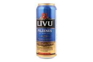 Пиво 0.5л 4.4% светлое пастеризованное Pilzenes Livu ж/б