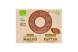 Масло сливочное 62% органическое с какао Organic Milk м/у 180г