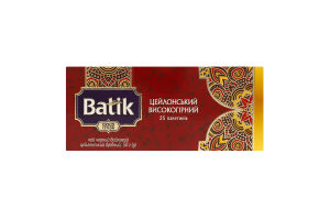 Чай чорний байховий цейлонський дрібний Цейлонський високогірний Gold Batik в/ґ к/у 25х2г