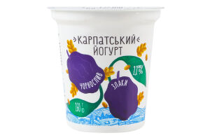 Йогурт 2.2% десертный с наполнителем Чернослив-злаки Карпатский Галичина ст 260г