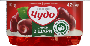 Сирок 4.2% збитий з наповнювачем фруктовим двошаровий Вишня Чудо ст 100г