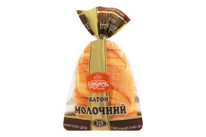 Батон половинка в нарізці із пшеничного борошна Молочний Рум’янець м/у 225г