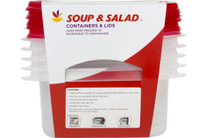 Ahold Soup & Salad Containers & Lids - 5 CT