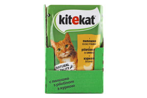 Корм консервований повнораціонний для дорослих котів З куркою в соусі Kitekat д/п 85г