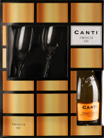 Набір Вино ігристе Просекко Міллезімато біле екстра-сухе 10,5-11,5%0,75л+бокал 2шт Канті