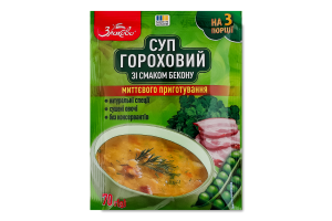 Суп гороховий миттєвого приготування зі смаком бекону Злаково м/у 70г