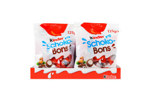 Конфеты из молочного шоколада с молочной начинкой и орехами Schoko-Bons Kinder м/у 125г