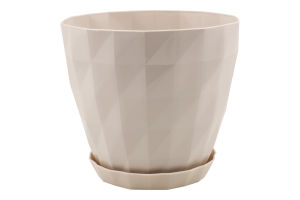 Вазон д/квітів Кристал 1,15л бежевий з підставкою Серінова