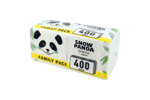 Салфетки бумажные столовые однослойные 24х24см Snow Panda 400шт