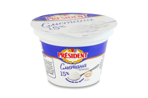 Сметана 15% President ст 180г