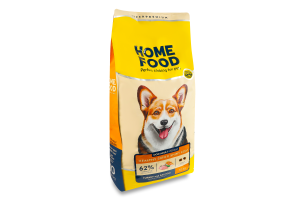 Корм сухой для взрослых собак средних пород Индейка и лосось Здоровая кожа и блеск шерсти Home Food м/у 10кг
