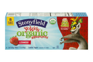 Stonyfield Yokids Organic Lowfat Yogurt Squeezers Strawberry - 8 CT