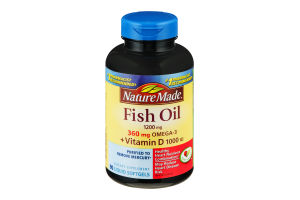 Nature Made Fish Oil 1200mg + Vitamin D 1000 IU Liquid Softgels - 90 CT