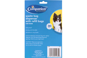 Companion Dog Waste Bag Dispenser with Refill Bags - 30 Bag CT