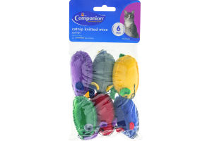 Companion Cat Toy Catnip Knitted Mice - 6 CT