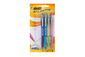 BiC Atlantis Original Medium Ball Pens Assorted - 4 CT
