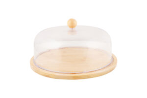 Таця бамбук кругла пластикова кришка 25см
