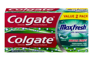Colgate MaxFresh With Whitening Toothpaste Clear Mint Value Pack - 2 PK