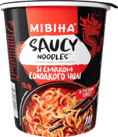 Вермишель быстрого приготовления в густом соусе острая со вкусом сладкого чили Saucy noodles Мівіна ст 75г