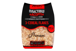 Пластівці швидкого приготування з суміші 3-х злаків Асорті Premium Holm's м/у 400г