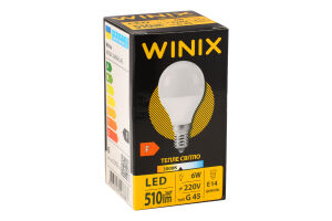 Лампа теплый свет G45 6W E14 3000K LED Winix 1шт