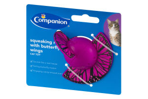 Companion Cat Toy Squeaking Roller With Butterfly Wings