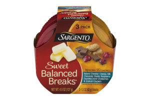 Sargento Sweet Balanced Breaks Cheddar Cheese, Milk Chocolate Chunks, Raspberry Flavored Dried Cranberries & Graham Crackers - 3 PK