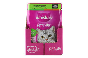 Корм консервированный полнорационный для взрослых котов С ягненком и индейкой в соусе TastyMix Whiskas д/п 85г