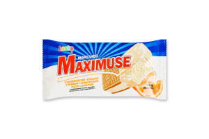 Морозиво 10% у кондитерській глазурі з наповнювачем з печивом Апельсин Maximuse Laska м/у 90г