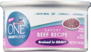 Purina One Smartblend Savory Beef Recipe Braised in Gravy
